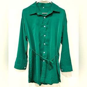 Button-down Green shirt dress-Size S, NWOT
